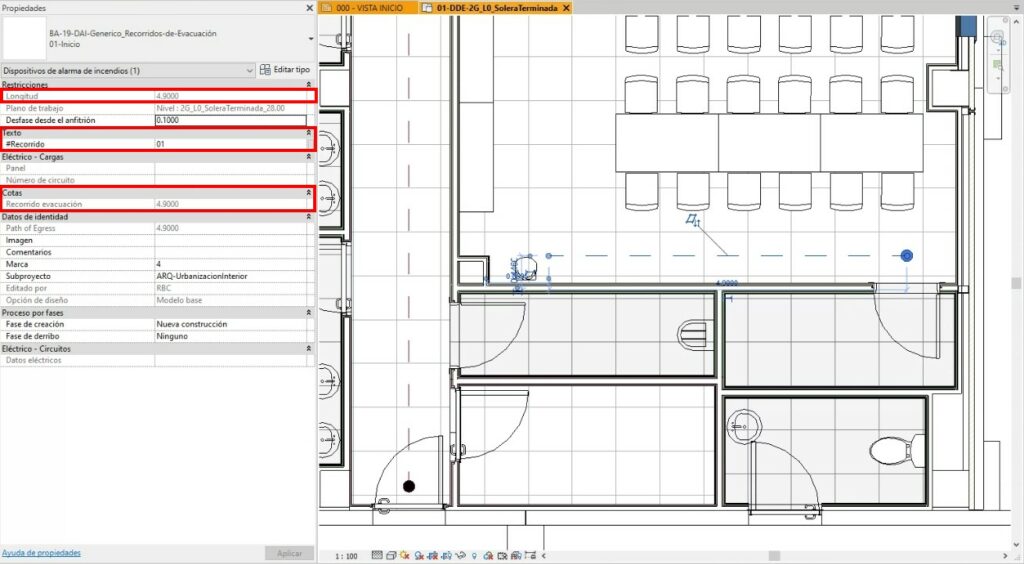 Placement of the initial evacuation route segment.