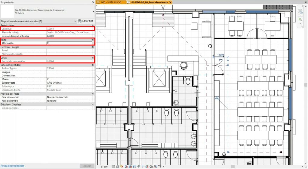 Placement of the intermediate evacuation route segment.