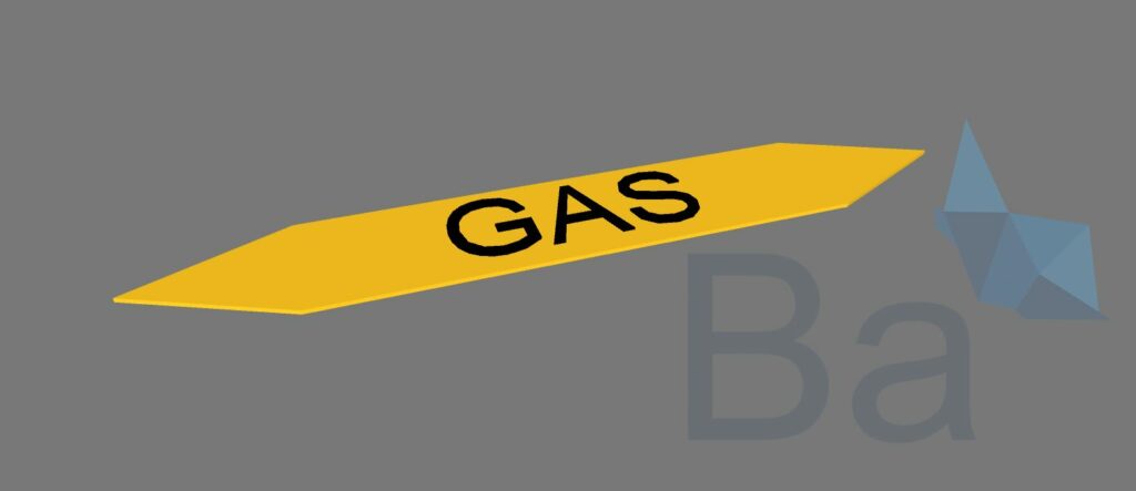 3D model in Revit showing gas markings on pavement.