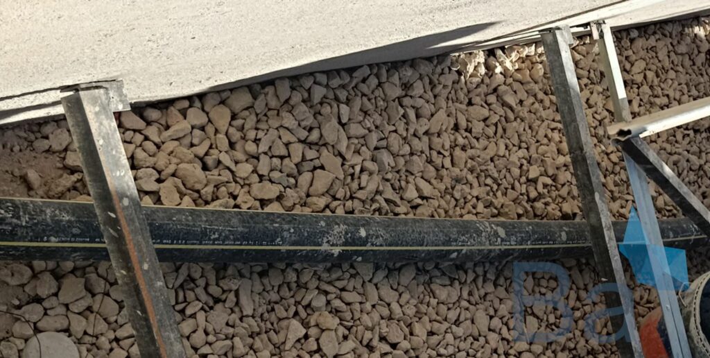 HDPE gas pipe in a trench